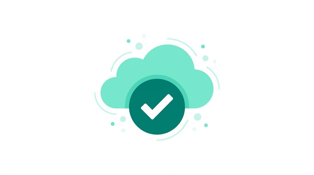 Illustration of a cloud with a completed checkmark